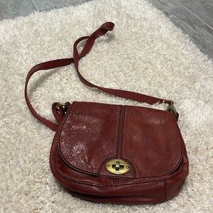 Vintage red leather FOSSIL Crossbody bag
